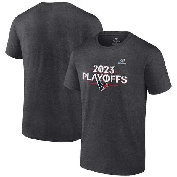 Men's Houston Texans Heather Charcoal 2023 Playoffs Ready T-Shirt,We sell and wholesale Men's Houston Texans Heather Charcoal 2023 Playoffs Ready T-Shirt on line form chian!